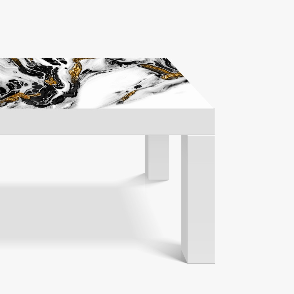 Naklejka na biurko i stół czarno-biała abstrakcja ze złotymi żyłami – Wallissimo® Naklejka na biurko i stół czarno-biała abstrakcja ze złotymi żyłami – Wallissimo®