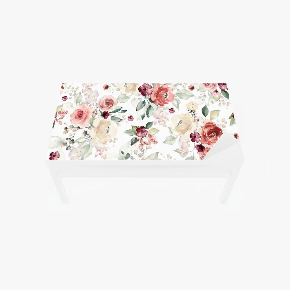 Naklejka na biurko i stół delikatny akwarelowy wzór róż – Wallissimo® Naklejka na biurko i stół delikatny akwarelowy wzór róż – Wallissimo®