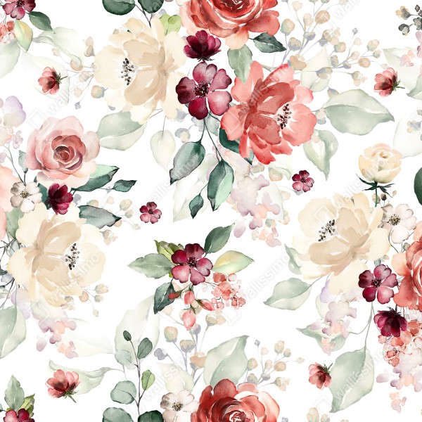 Naklejka na biurko i stół delikatny akwarelowy wzór róż – Wallissimo® Naklejka na biurko i stół delikatny akwarelowy wzór róż – Wallissimo®