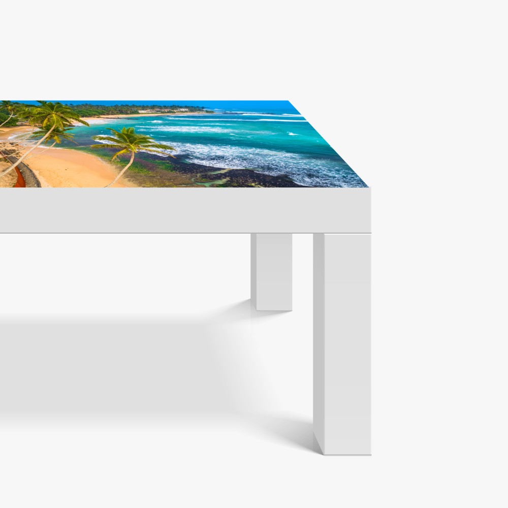 Naklejka na biurko i stół turkusowe tropikalne wybrzeże z palmami – Wallissimo® Naklejka na biurko i stół turkusowe tropikalne wybrzeże z palmami – Wallissimo®