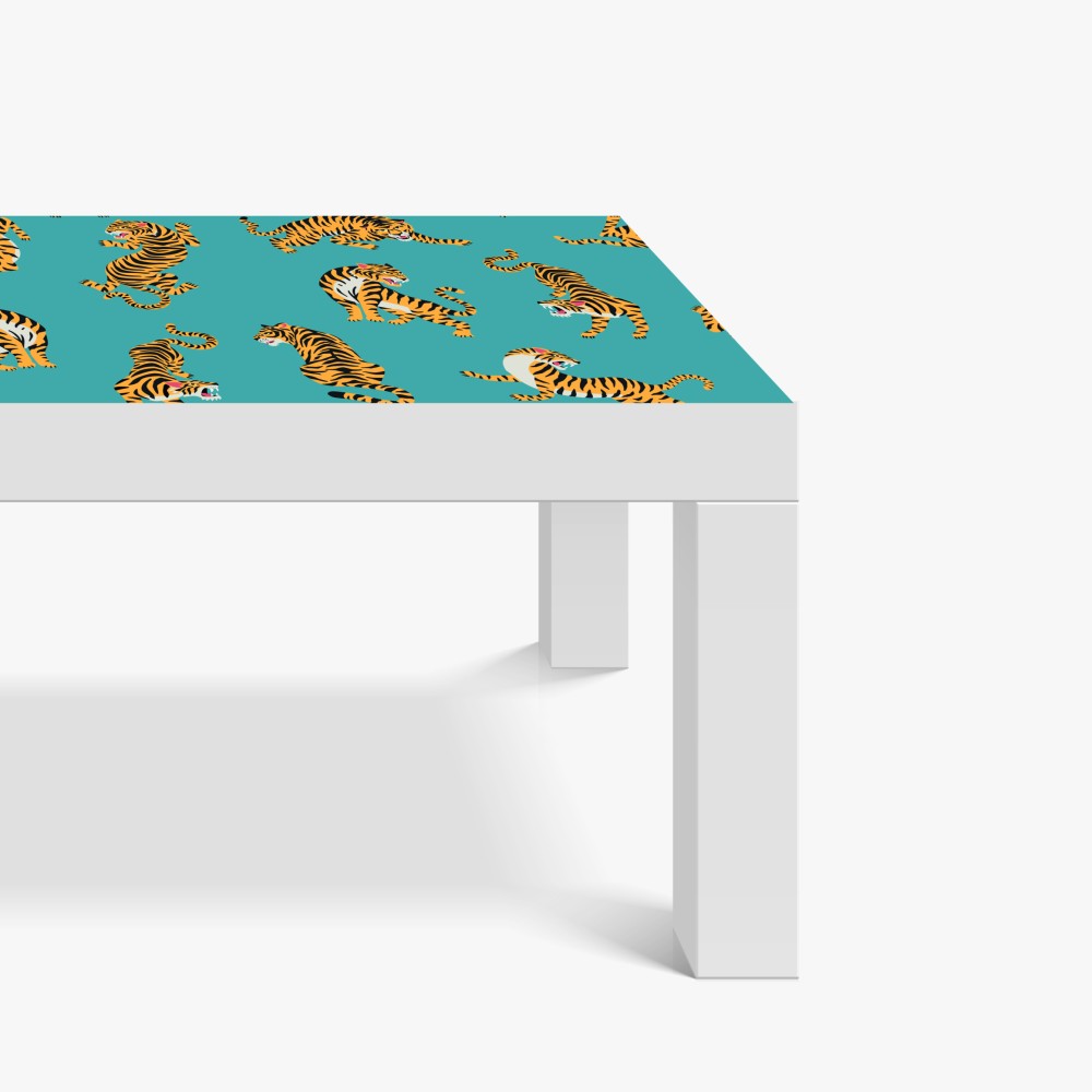 Naklejka na biurko i stół stylizowany motyw tygrysa na turkusowym tle – Wallissimo® Naklejka na biurko i stół stylizowany motyw tygrysa na turkusowym tle – Wallissimo®
