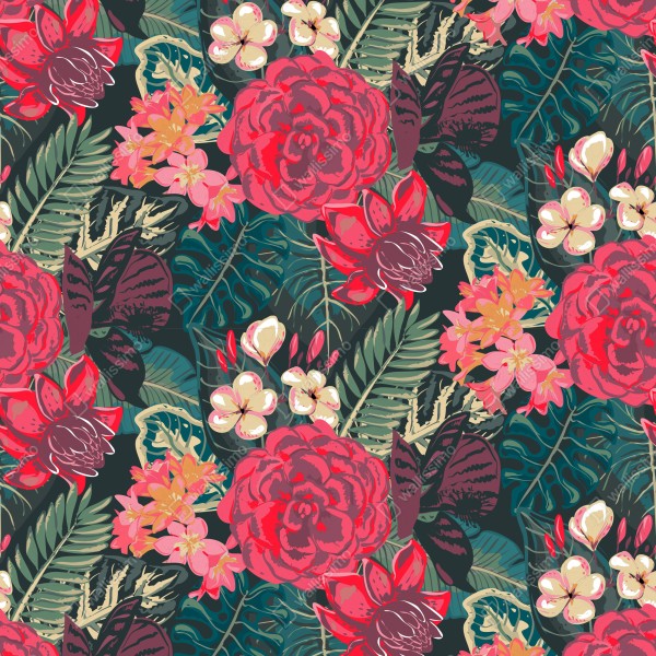 Naklejka na biurko i stół tropikalny wzór kwiatowy w różu i turkusie – Wallissimo® Naklejka na biurko i stół tropikalny wzór kwiatowy w różu i turkusie – Wallissimo®