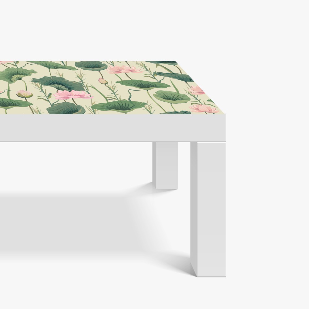 Naklejka na biurko i stół delikatny ogród lotosów wzór botaniczny – Wallissimo® Naklejka na biurko i stół delikatny ogród lotosów wzór botaniczny – Wallissimo®