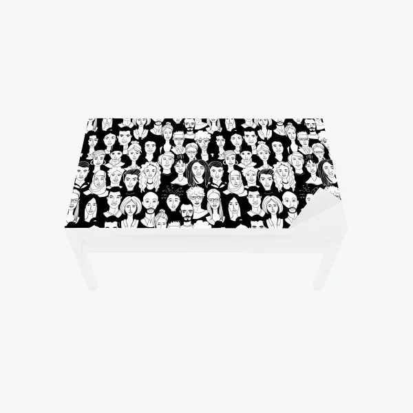 Naklejka na biurko i stół wzór z różnorodnymi twarzami