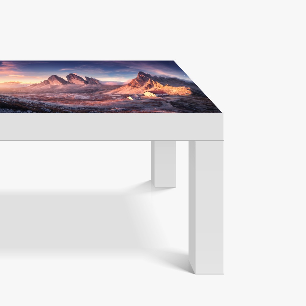 Naklejka na biurko i stół wschód słońca nad szczytami Dolomitów – Wallissimo® Naklejka na biurko i stół wschód słońca nad szczytami Dolomitów – Wallissimo®