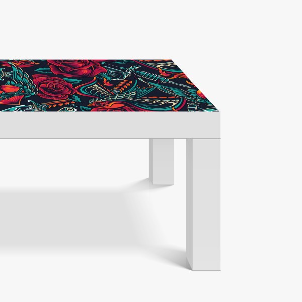 Naklejka na biurko i stół ogród z żurawiami i kwiatami – Wallissimo®