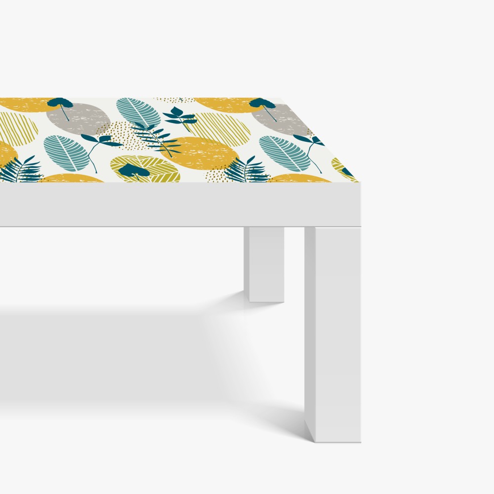 Naklejka na biurko i stół turkusowo-musztardowy botaniczny wzór – Wallissimo® Naklejka na biurko i stół turkusowo-musztardowy botaniczny wzór – Wallissimo®