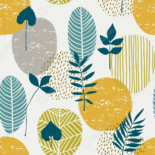 Naklejka na biurko i stół turkusowo-musztardowy botaniczny wzór – Wallissimo® Naklejka na biurko i stół turkusowo-musztardowy botaniczny wzór – Wallissimo®