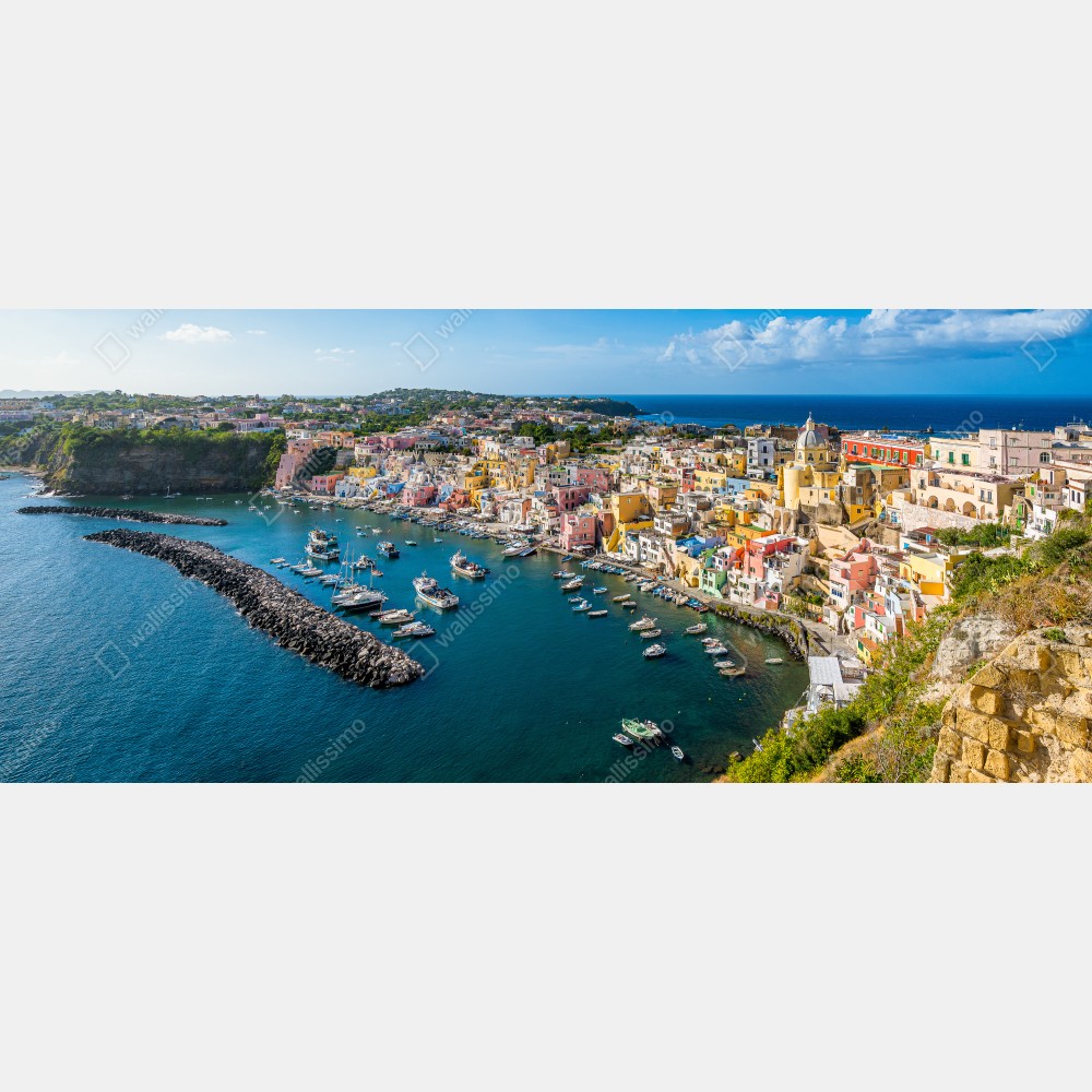 Naklejka na biurko i stół kolorowa panorama portowa Morza Śródziemnego – Wallissimo® Naklejka na biurko i stół kolorowa panorama portowa Morza Śródziemnego – Wallissimo®