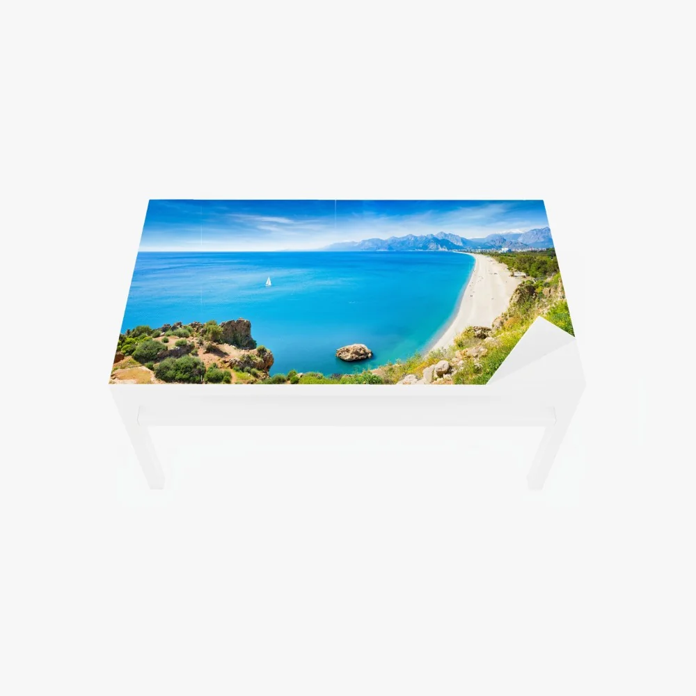 Naklejka na biurko i stół panoramiczna plaża Konyaalti, Antalya – Wallissimo® Naklejka na biurko i stół panoramiczna plaża Konyaalti, Antalya – Wallissimo®