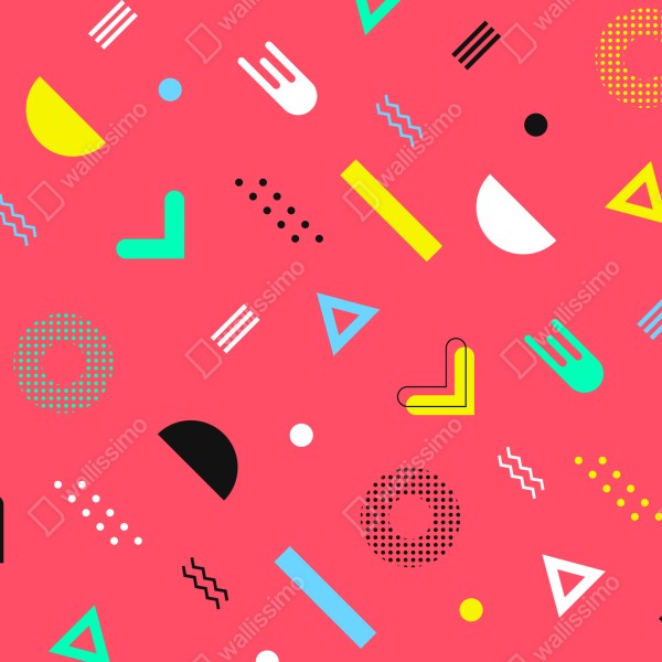 Naklejka na biurko i stół żywy memphis geometryczny wzór – Wallissimo® Naklejka na biurko i stół żywy memphis geometryczny wzór – Wallissimo®