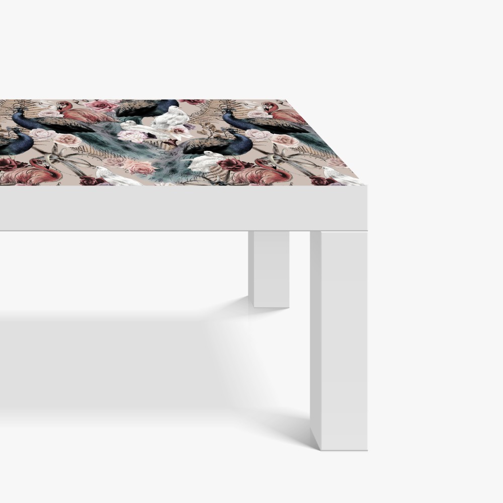 Naklejka na biurko i stół akwarelowy wzór z ptakami i różami – Wallissimo® Naklejka na biurko i stół akwarelowy wzór z ptakami i różami – Wallissimo®