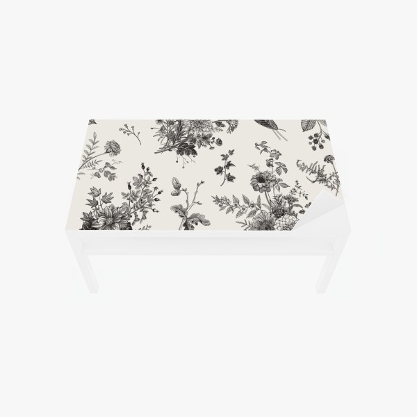 Naklejka na biurko i stół wzór akwarelowy z liśćmi eukaliptusa na ciemnozielonym tle – Wallissimo®