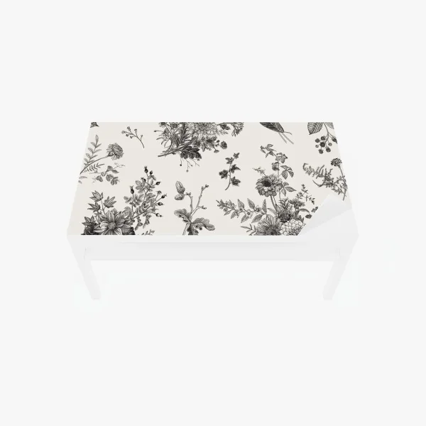 Naklejka na biurko i stół klasyczny czarno-biały wzór kwiatowy