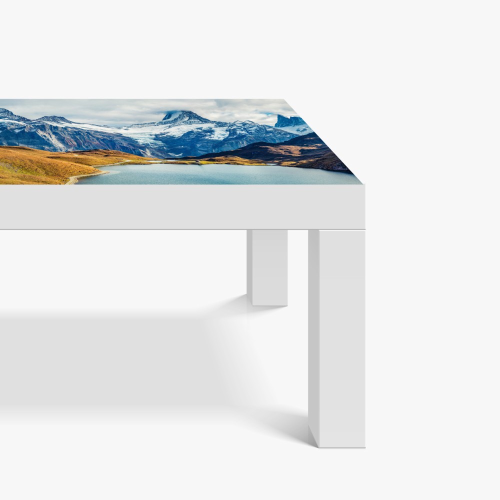 Naklejka na biurko i stół poranek nad jeziorem Bachalp, Alpy Szwajcarskie – Wallissimo® Naklejka na biurko i stół poranek nad jeziorem Bachalp, Alpy Szwajcarskie – Wallissimo®