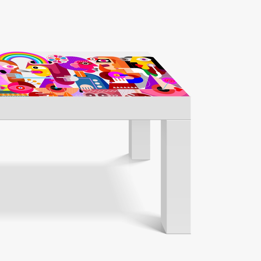 Naklejka na biurko i stół mężczyzna z tęczą jadący na geometrycznym ptaku – Wallissimo® Naklejka na biurko i stół mężczyzna z tęczą jadący na geometrycznym ptaku – Wallissimo®