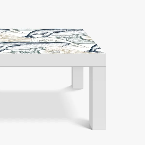 Naklejka na biurko i stół rysunek wielorybów i morskich fal – Wallissimo® Naklejka na biurko i stół rysunek wielorybów i morskich fal – Wallissimo®