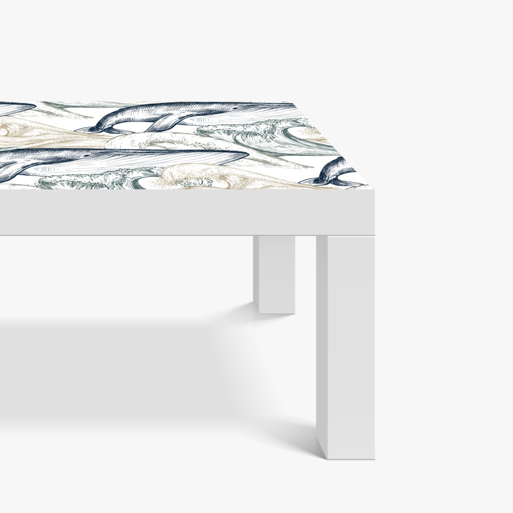 Naklejka na biurko i stół rysunek wielorybów i morskich fal – Wallissimo® Naklejka na biurko i stół rysunek wielorybów i morskich fal – Wallissimo®