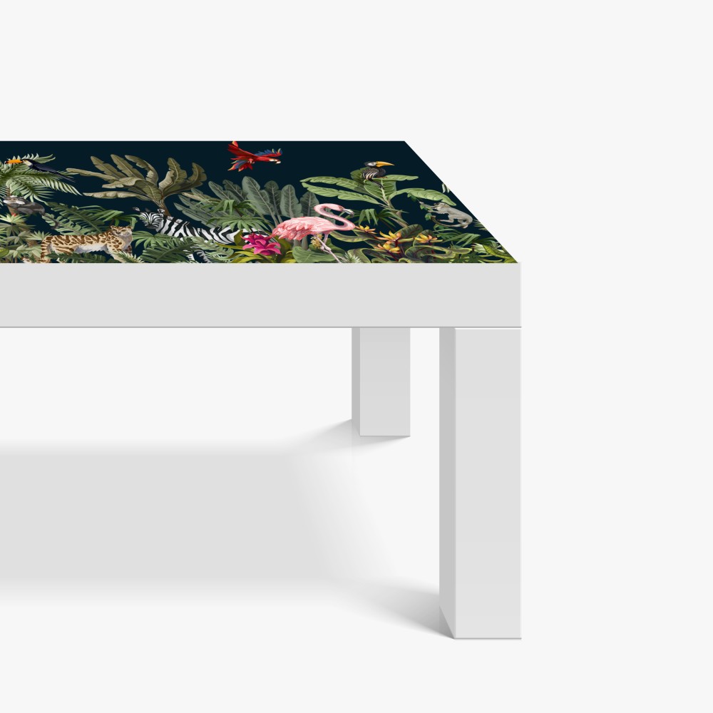 Naklejka na biurko i stół tropikalna scena dżungli z dziką fauną – Wallissimo® Naklejka na biurko i stół tropikalna scena dżungli z dziką fauną – Wallissimo®