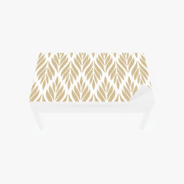 Naklejka na biurko i stół złoty wzór liści - bezszwowy motyw