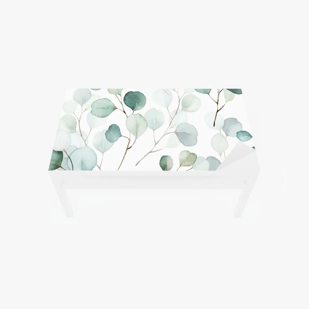 Naklejka na biurko i stół delikatny wzór liści eukaliptusa w akwareli – Wallissimo® Naklejka na biurko i stół delikatny wzór liści eukaliptusa w akwareli – Wallissimo®