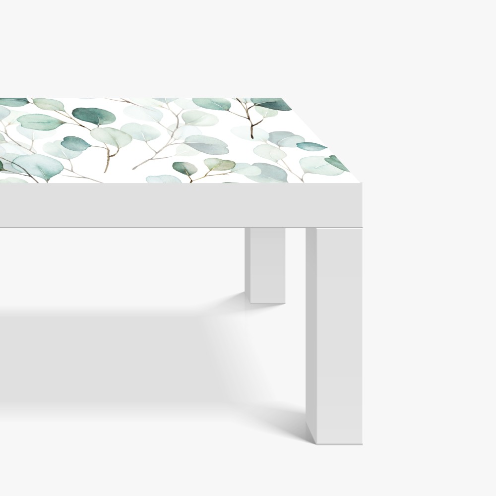 Naklejka na biurko i stół delikatny wzór liści eukaliptusa w akwareli – Wallissimo® Naklejka na biurko i stół delikatny wzór liści eukaliptusa w akwareli – Wallissimo®