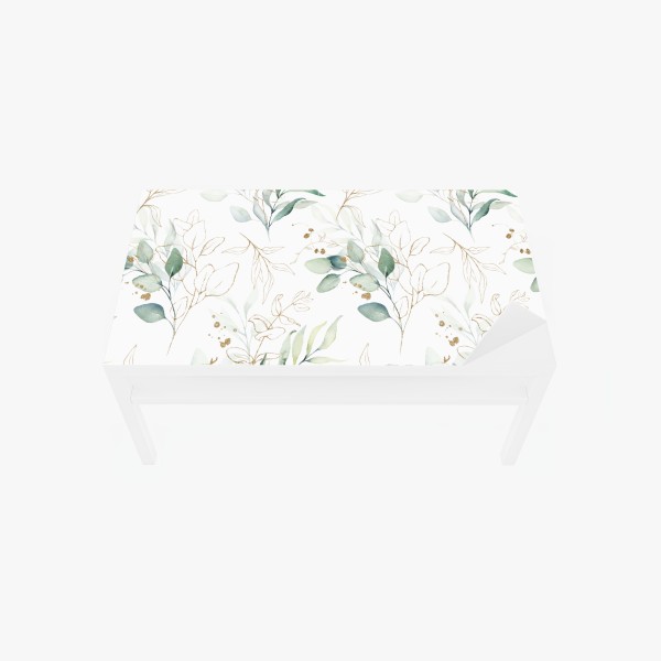 Naklejka na biurko i stół miękki wzór eukaliptusa w akwareli