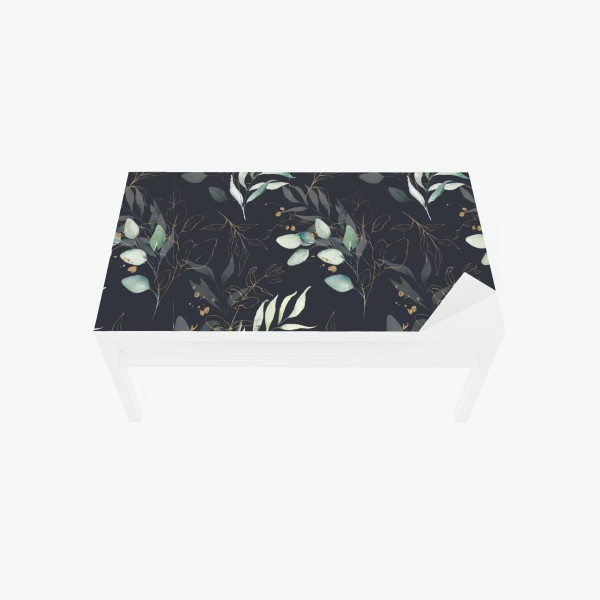 Naklejka na biurko i stół akwarelowe liście eukaliptusa na ciemnym tle