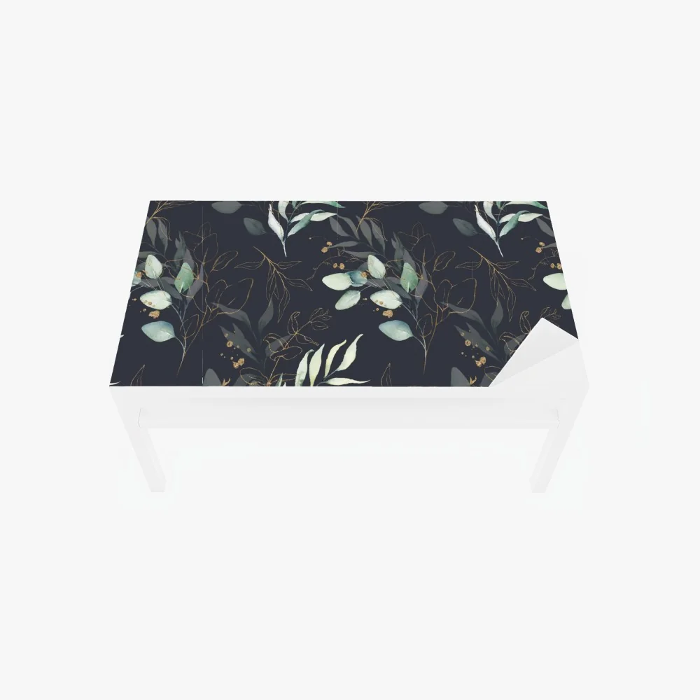 Naklejka na biurko i stół akwarelowe liście eukaliptusa na ciemnym tle – Wallissimo® Naklejka na biurko i stół akwarelowe liście eukaliptusa na ciemnym tle – Wallissimo®