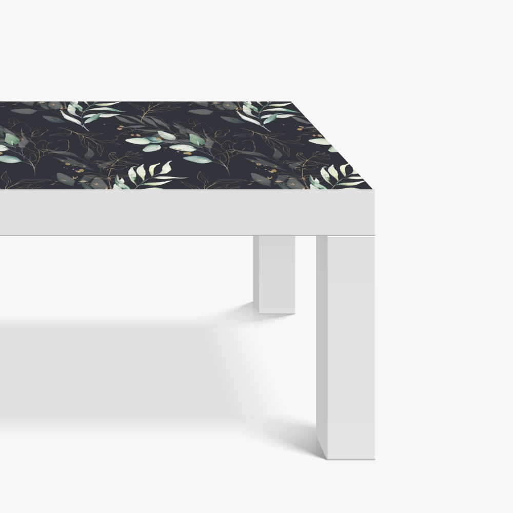 Naklejka na biurko i stół akwarelowe liście eukaliptusa na ciemnym tle – Wallissimo® Naklejka na biurko i stół akwarelowe liście eukaliptusa na ciemnym tle – Wallissimo®