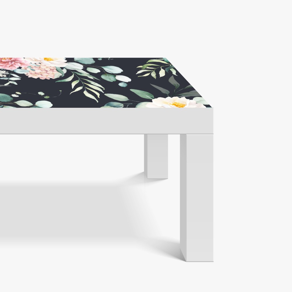 Naklejka na biurko i stół elegancki akwarelowy wzór kwiatowy na ciemnym tle – Wallissimo® Naklejka na biurko i stół elegancki akwarelowy wzór kwiatowy na ciemnym tle – Wallissimo®