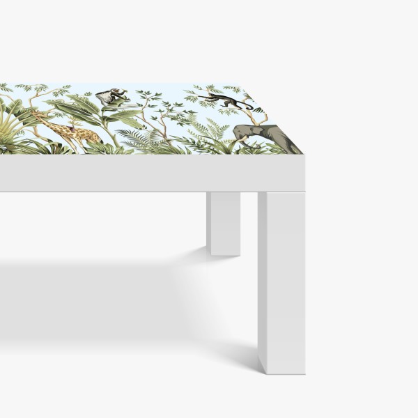 Naklejka na biurko i stół tropikalna dżungla ze zwierzętami – Wallissimo® Naklejka na biurko i stół tropikalna dżungla ze zwierzętami – Wallissimo®