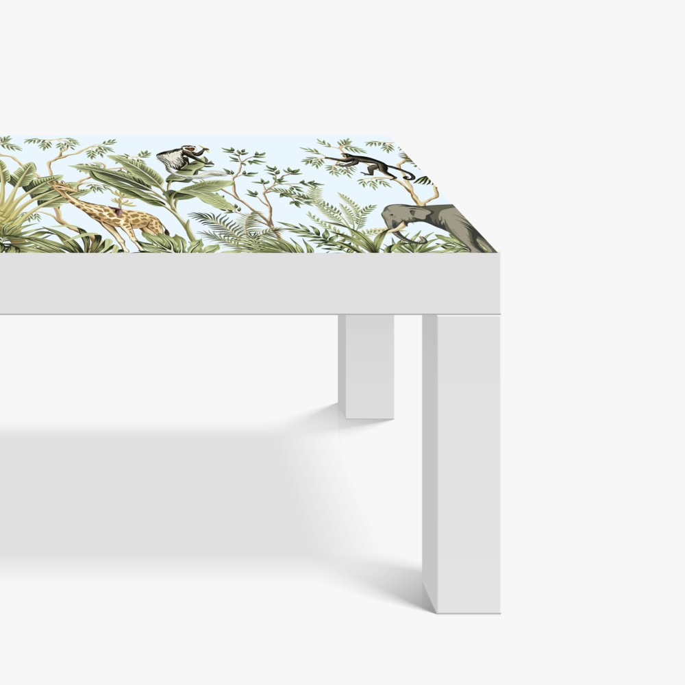 Naklejka na biurko i stół tropikalna dżungla ze zwierzętami – Wallissimo® Naklejka na biurko i stół tropikalna dżungla ze zwierzętami – Wallissimo®