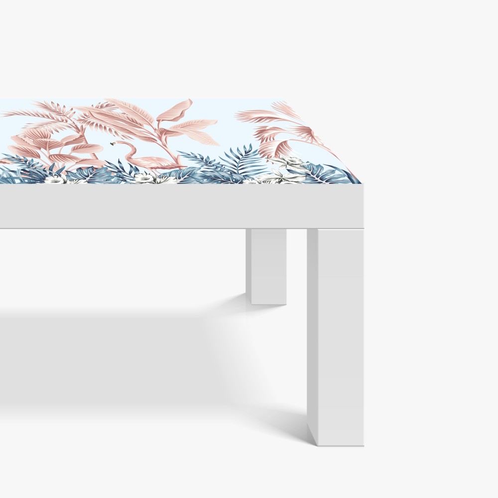 Naklejka na biurko i stół pastelowy tropikalny ogród z flamingiem – Wallissimo® Naklejka na biurko i stół pastelowy tropikalny ogród z flamingiem – Wallissimo®