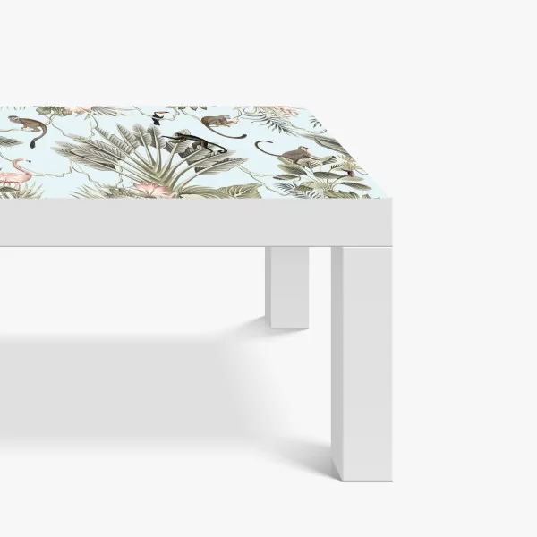 Naklejka na biurko i stół pastelowy wzór dżungli z zwierzętami – Wallissimo® Naklejka na biurko i stół pastelowy wzór dżungli z zwierzętami – Wallissimo®