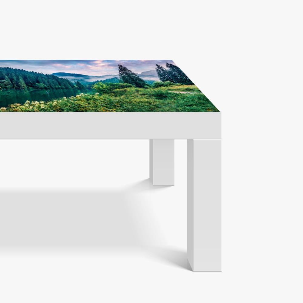 Naklejka na biurko i stół mglisty wschód słońca nad Lacu Rosu – Wallissimo® Naklejka na biurko i stół mglisty wschód słońca nad Lacu Rosu – Wallissimo®