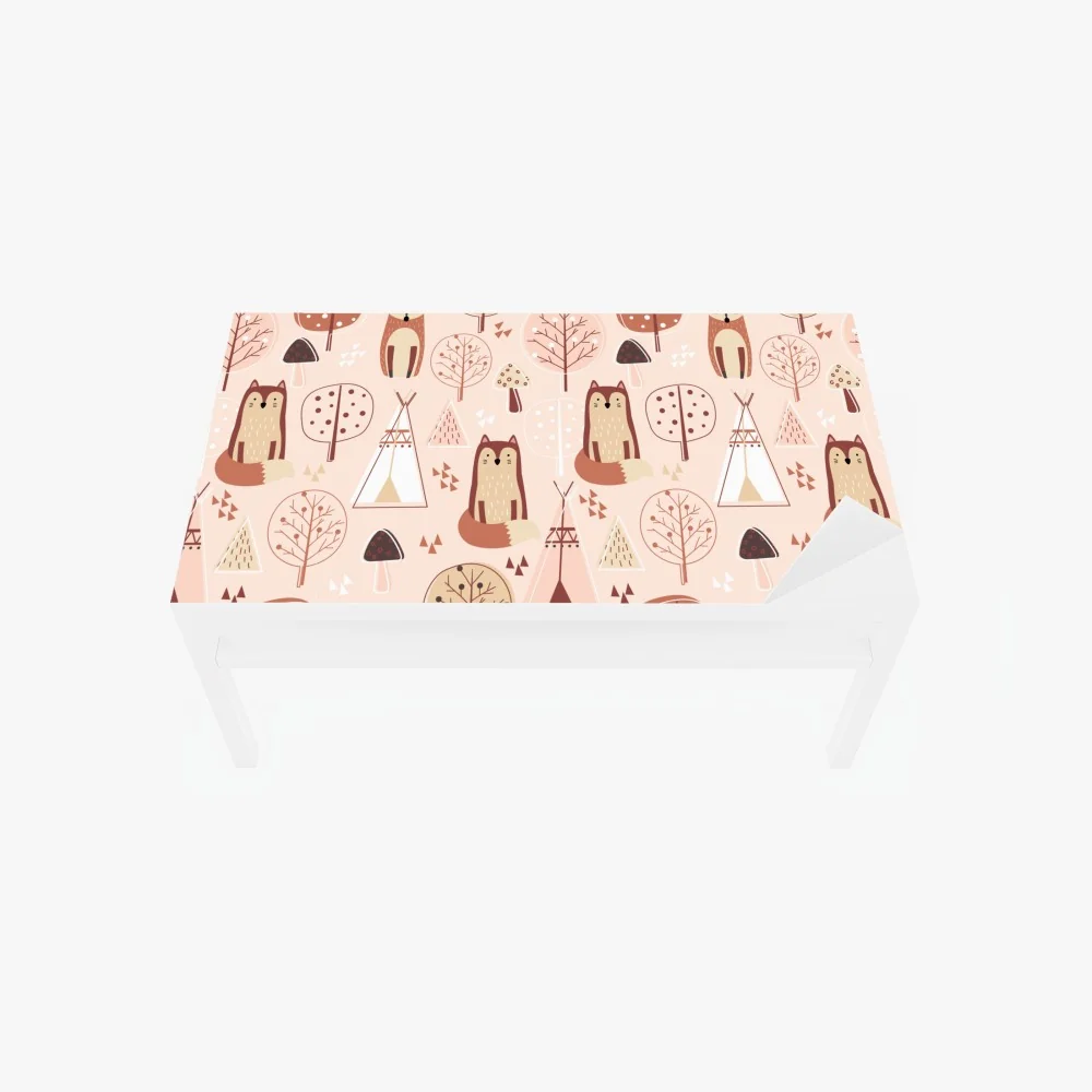 Naklejka na biurko i stół wzór z lisami do pokoju dziecięcego – Wallissimo® Naklejka na biurko i stół wzór z lisami do pokoju dziecięcego – Wallissimo®