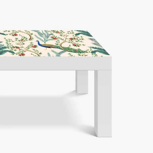 Naklejka na biurko i stół paw wśród gałęzi granatu – Wallissimo® Naklejka na biurko i stół paw wśród gałęzi granatu – Wallissimo®