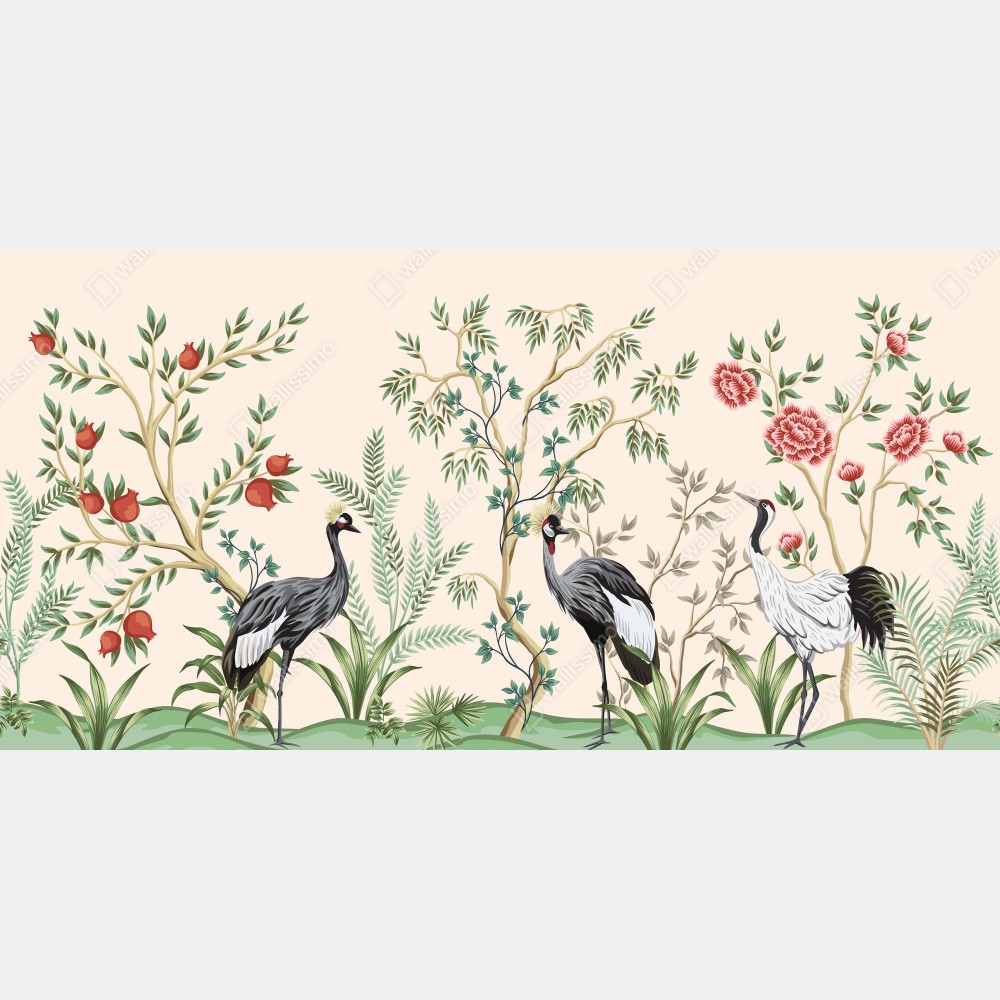 Naklejka na biurko i stół ogród żurawi w stylu orientalnym – Wallissimo® Naklejka na biurko i stół ogród żurawi w stylu orientalnym – Wallissimo®