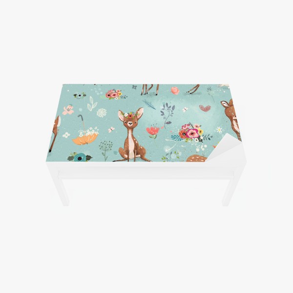 Naklejka na biurko i stół złoty wzór damaskowy na granatowym tle – Wallissimo®