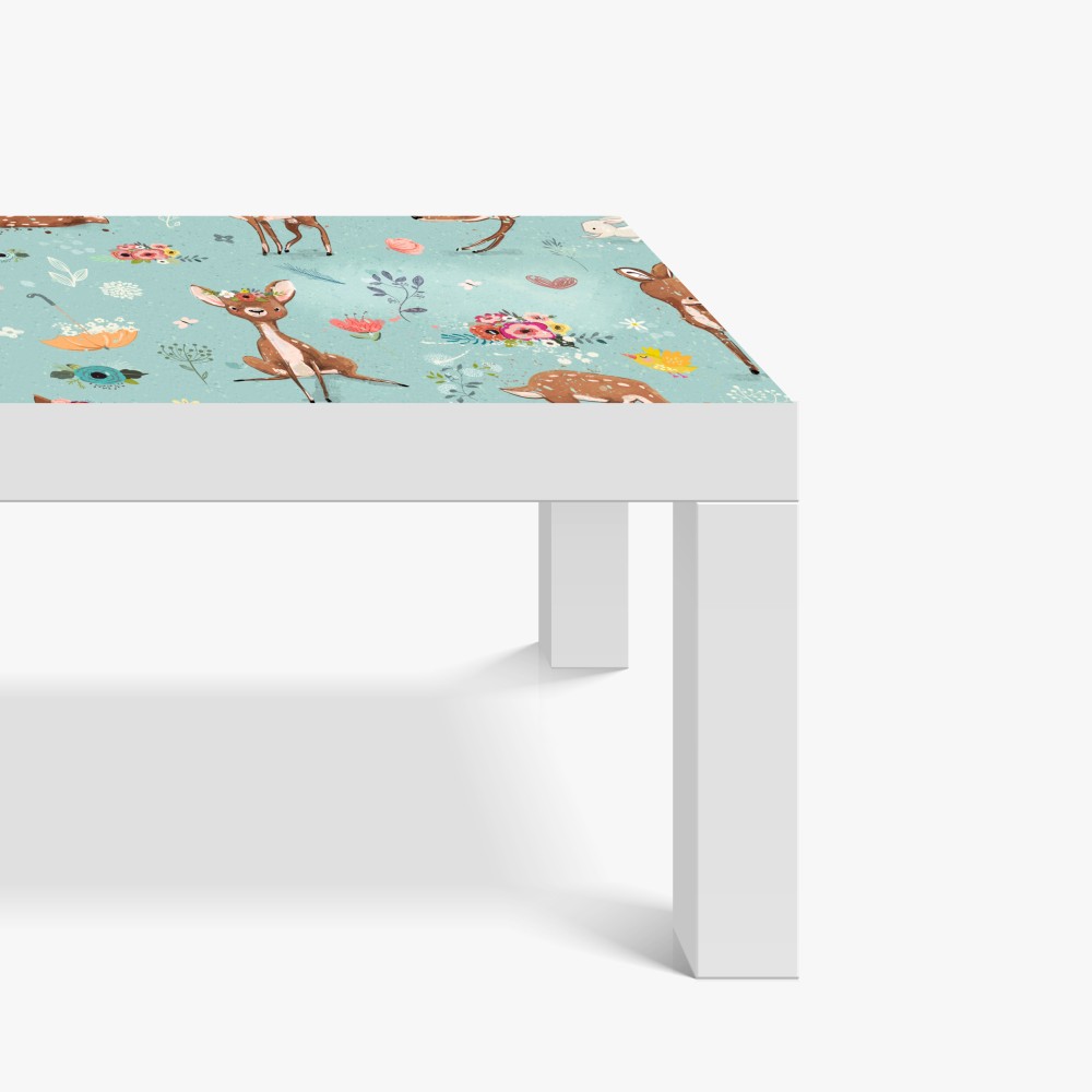 Naklejka na biurko i stół pastelowy wzór leśnych sarenek i królików – Wallissimo® Naklejka na biurko i stół pastelowy wzór leśnych sarenek i królików – Wallissimo®