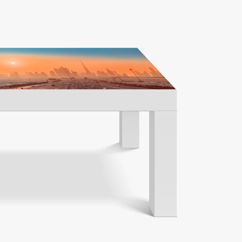 Naklejka na biurko i stół Dubaj panorama o wschodzie słońca – Wallissimo® Naklejka na biurko i stół Dubaj panorama o wschodzie słońca – Wallissimo®