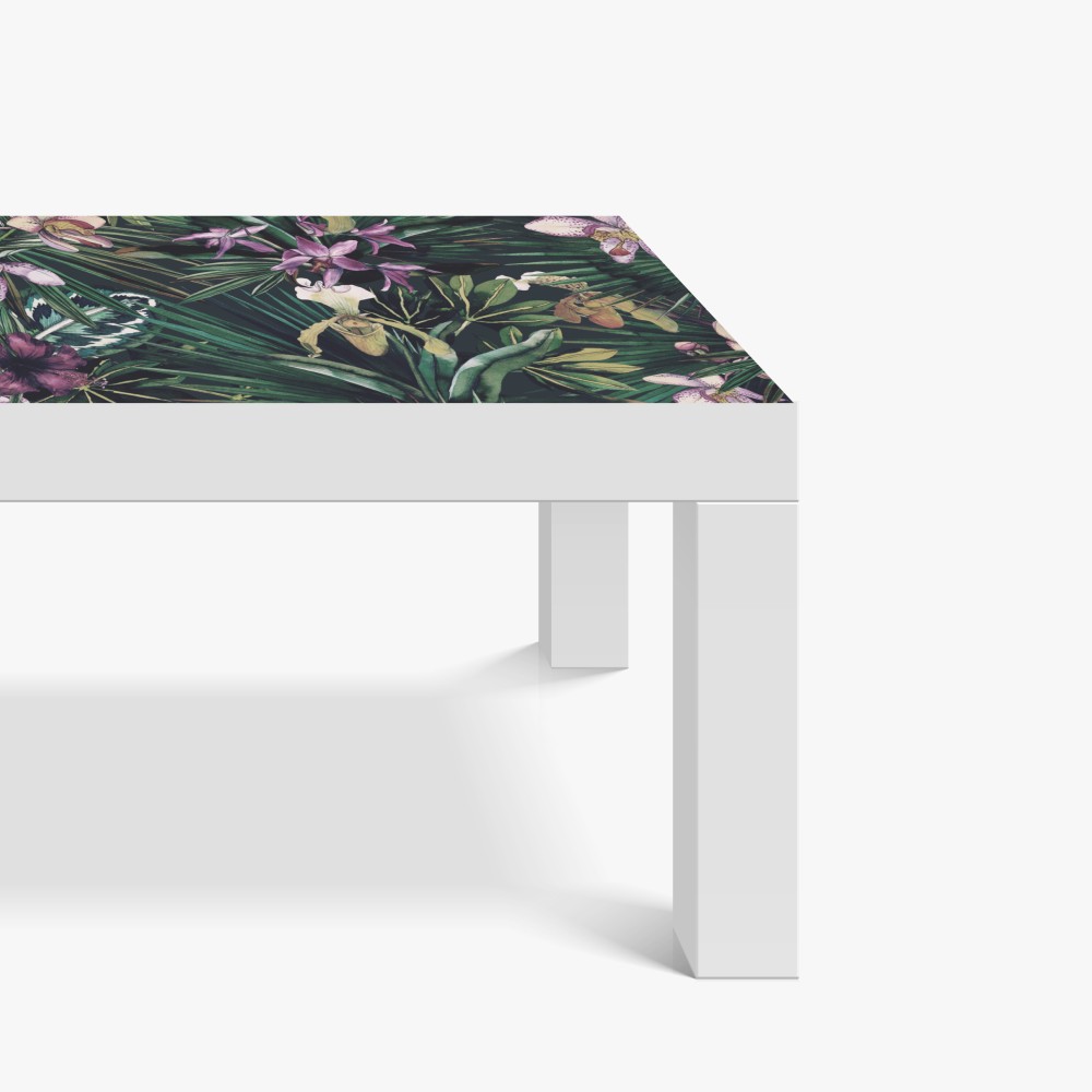 Naklejka na biurko i stół tropikalne akwarelowe orchidee i liście palmowe – Wallissimo® Naklejka na biurko i stół tropikalne akwarelowe orchidee i liście palmowe – Wallissimo®