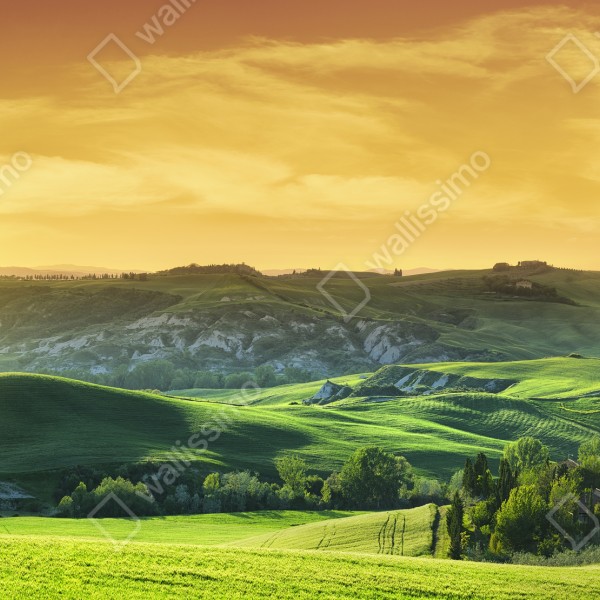 Naklejka na biurko i stół Toskańskie pagórki o zachodzie słońca – Wallissimo® Naklejka na biurko i stół Toskańskie pagórki o zachodzie słońca – Wallissimo®
