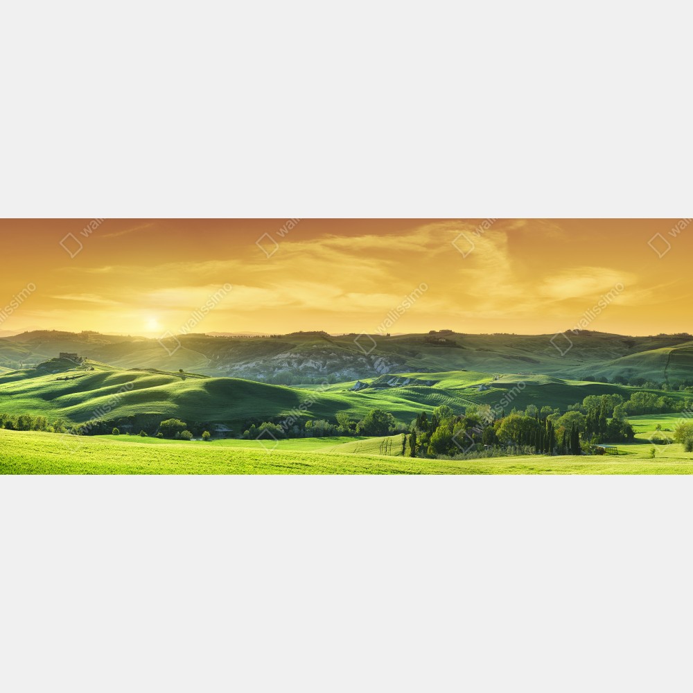 Naklejka na biurko i stół Toskańskie pagórki o zachodzie słońca – Wallissimo® Naklejka na biurko i stół Toskańskie pagórki o zachodzie słońca – Wallissimo®