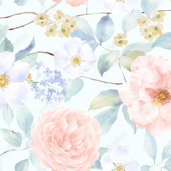 Naklejka na biurko i stół delikatne pastelowe kwiaty w akwareli – Wallissimo® Naklejka na biurko i stół delikatne pastelowe kwiaty w akwareli – Wallissimo®