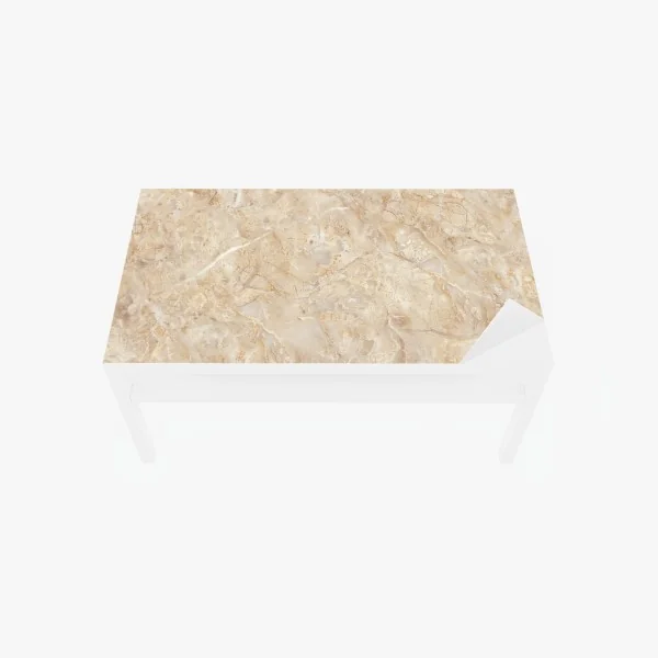 Naklejka na biurko i stół beżowa tekstura marmuru z naturalnymi żyłami