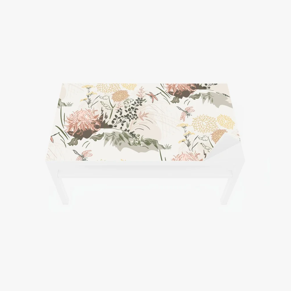 Naklejka na biurko i stół delikatny pastelowy wzór kwiatowy – Wallissimo® Naklejka na biurko i stół delikatny pastelowy wzór kwiatowy – Wallissimo®