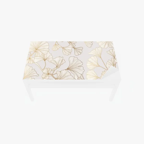 Naklejka na biurko i stół delikatny złoty wzór miłorzębu