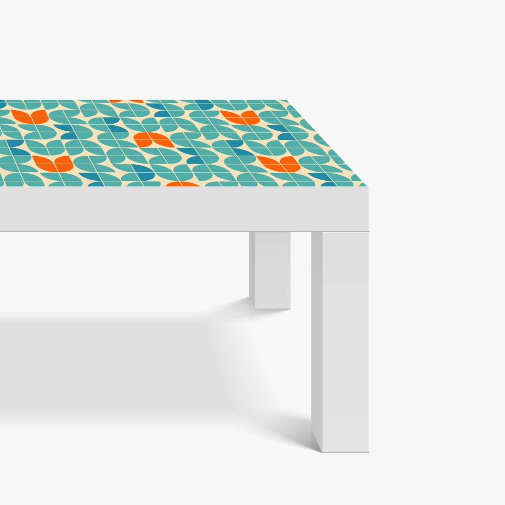 Naklejka na biurko i stół retro geometryczny wzór kafelkowy w turkusie i pomarańczy – Wallissimo® Naklejka na biurko i stół retro geometryczny wzór kafelkowy w turkusie i pomarańczy – Wallissimo®